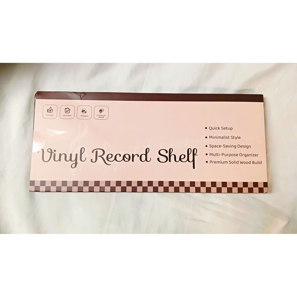 Solid Wood Minimalist Wall Mounted Vinyl Record Shelf Space Saving Brown
